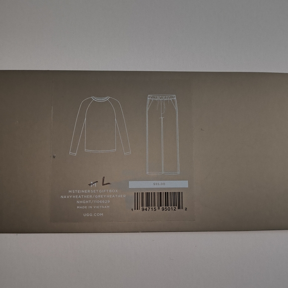 UGG Heather Gray & Blue MSteiner Pajamas in Gift Box. Large. - Picture 4 of 4
